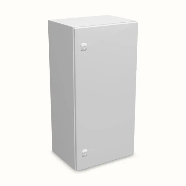 Caja mural DM con placa de montaje 800×400×300, vista de tres cuartos
