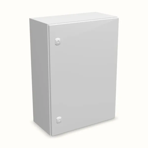 Caja mural DM con placa de montaje 700×500×260, vista de tres cuartos