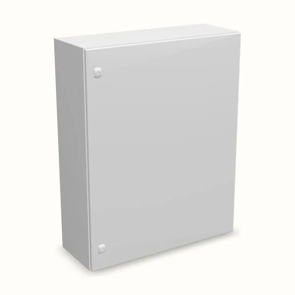 Caja mural DM con placa de montaje 1000×800×300, vista de tres cuartos