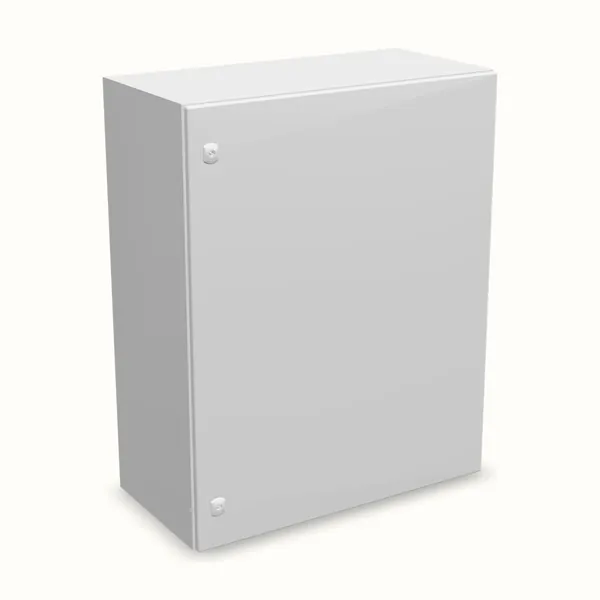 Caja mural DM con placa de montaje 1000×800×400, vista de tres cuartos
