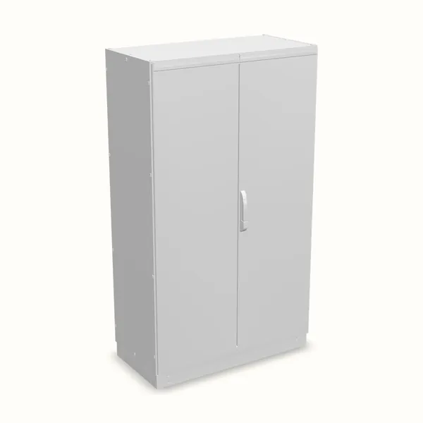 Armario modular NEO, doble puerta, con placa de montaje 2000×1200×600, vista de tres cuartos