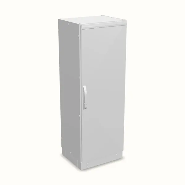 Armario modular NEO, puerta ciega, con placa de montaje 1600×600×500, vista de tres cuartos