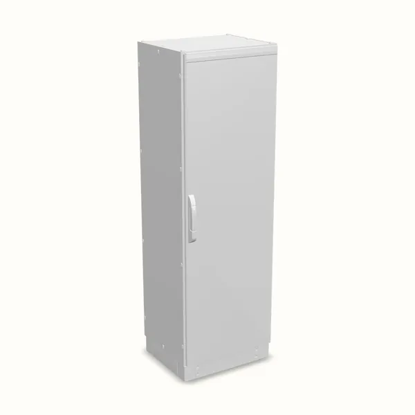 Armario modular NEO, puerta ciega, con placa de montaje 1800×600×500, vista de tres cuartos