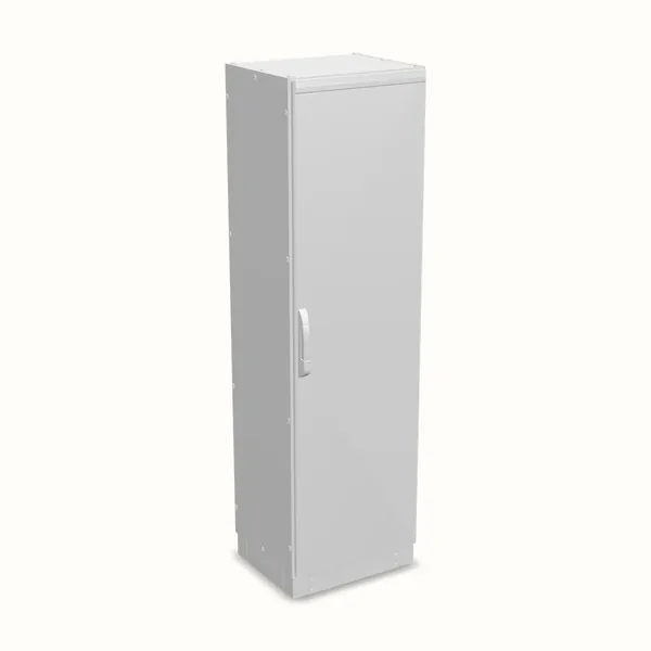 Armario modular NEO, puerta ciega, con placa de montaje 2000×600×500, vista de tres cuartos