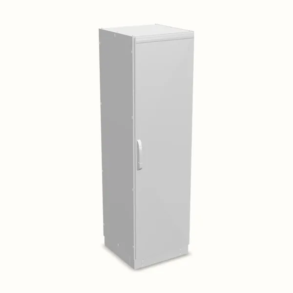 Armario modular NEO, puerta ciega, con placa de montaje 2000×600×600, vista de tres cuartos