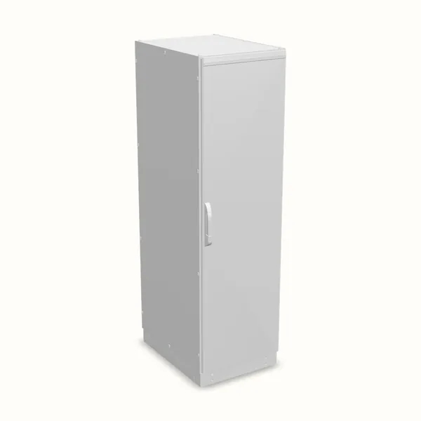 Armario modular NEO, puerta ciega, con placa de montaje 2000×600×800, vista de tres cuartos
