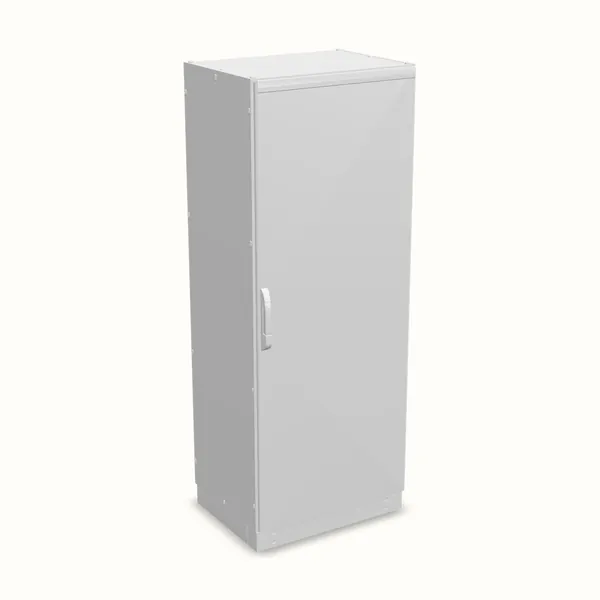 Armario modular NEO, puerta ciega, con placa de montaje 2000×800×600, vista de tres cuartos