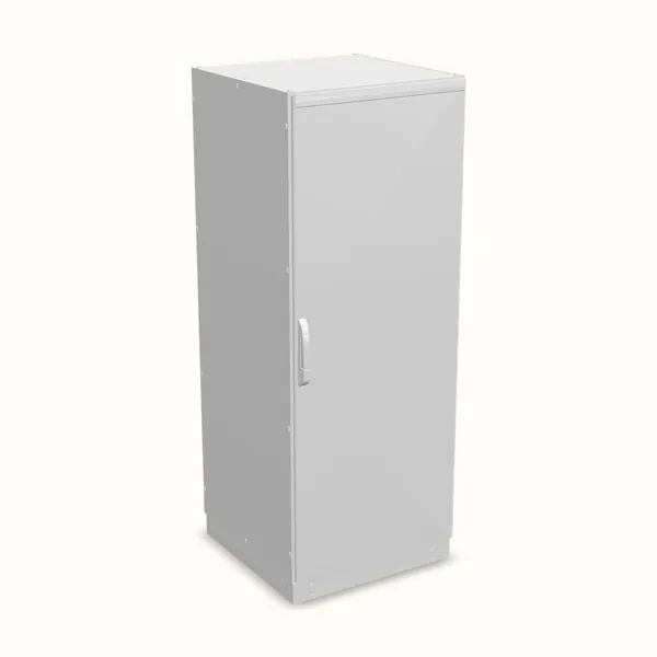 Armario modular NEO, puerta ciega, con placa de montaje 2000×800×800, vista de tres cuartos
