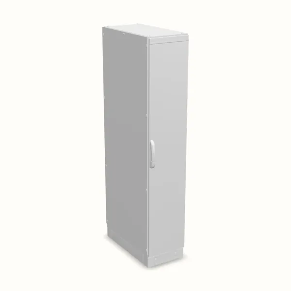 Armario modular TEOS Plus+, puerta ciega, con placa de montaje 2000×400×800, vista de tres cuartos