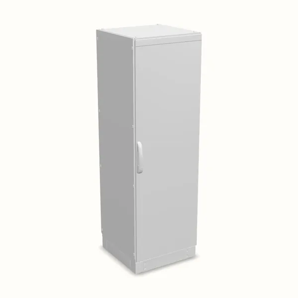 Armario modular TEOS Plus+, puerta ciega, con placa de montaje 1800×600×600, vista de tres cuartos