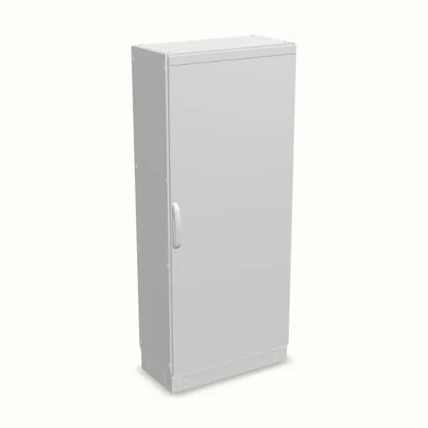 Armario modular TEOS Plus+, puerta ciega, con placa de montaje 1800×800×400, vista de tres cuartos
