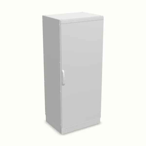 Armario modular TEOS Plus+, puerta ciega, con placa de montaje 1800×800×600, vista de tres cuartos