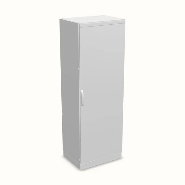 Armario modular TEOS Plus+, puerta ciega, con placa de montaje 2200×800×600, vista de tres cuartos