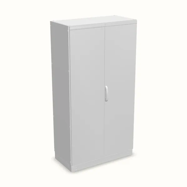 Armario modular TEOS Plus+, doble puerta, con placa de montaje 2200×1200×600, vista de tres cuartos