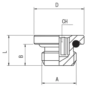62315 · Tapón macho cilíndrico hexágono interior con tórica (FKM), dibujo acotado del catálogo de Aignep