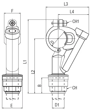 90240 · Brida para bajante, dibujo acotado del catálogo de Aignep