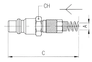 233 · Adaptador tubo con muelle, dibujo acotado del catálogo de Aignep