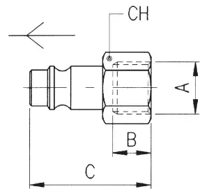 262 · Adaptador hembra, dibujo acotado del catálogo de Aignep