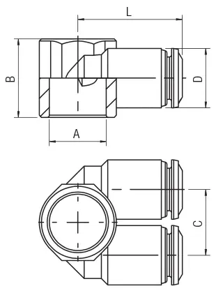55520 · Anillo orientable doble, dibujo acotado del catálogo de Aignep