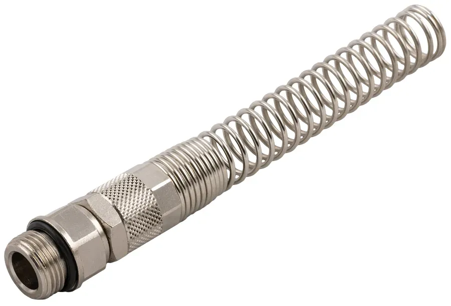 1027 · Racor recto orientable macho cilíndrico con tórica + tuerca con muelle, foto del catálogo de Aignep