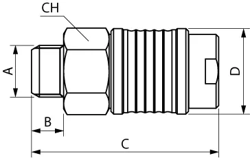 63111 · Enchufe macho (FKM), dibujo acotado del catálogo de Aignep