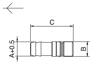 545 · Adaptador con portagoma, dibujo acotado del catálogo de Aignep