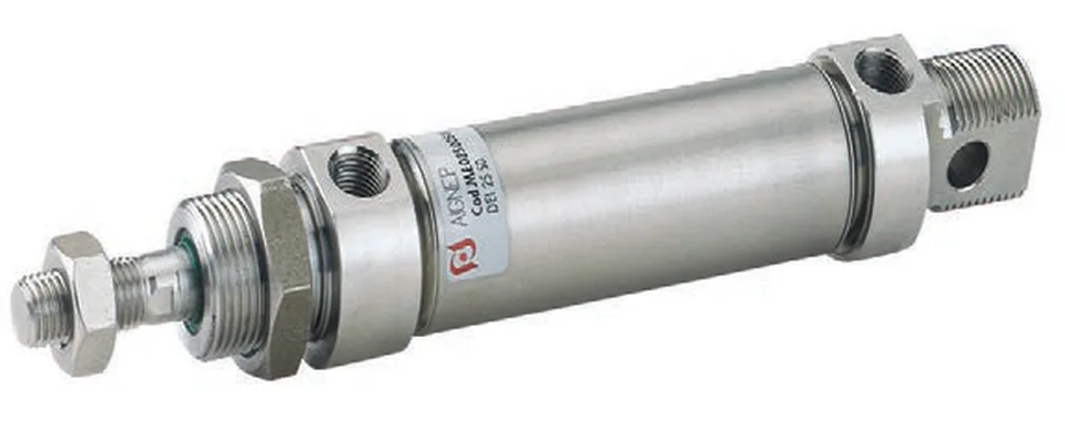MFI · Minicilindro INOX ISO 6432 de doble efecto, foto del catálogo de Aignep