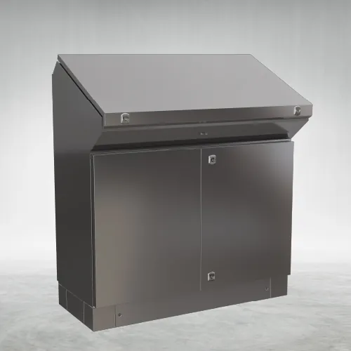 Pupitre inox AISI 304 1000 ancho doble puerta frontal con doble puerta trasera, foto del fabricante